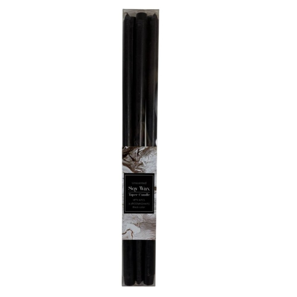 Soy Wax Black Taper Candles 18" Extra Long Pack Of 6 Home Decor Gothic Event